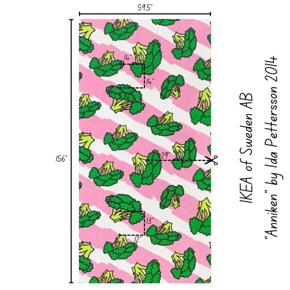IKEA Anniken Ida Pettersson 2014 Broccoli Pink Green White Fabric 4.3 Yards - Picture 2 of 11